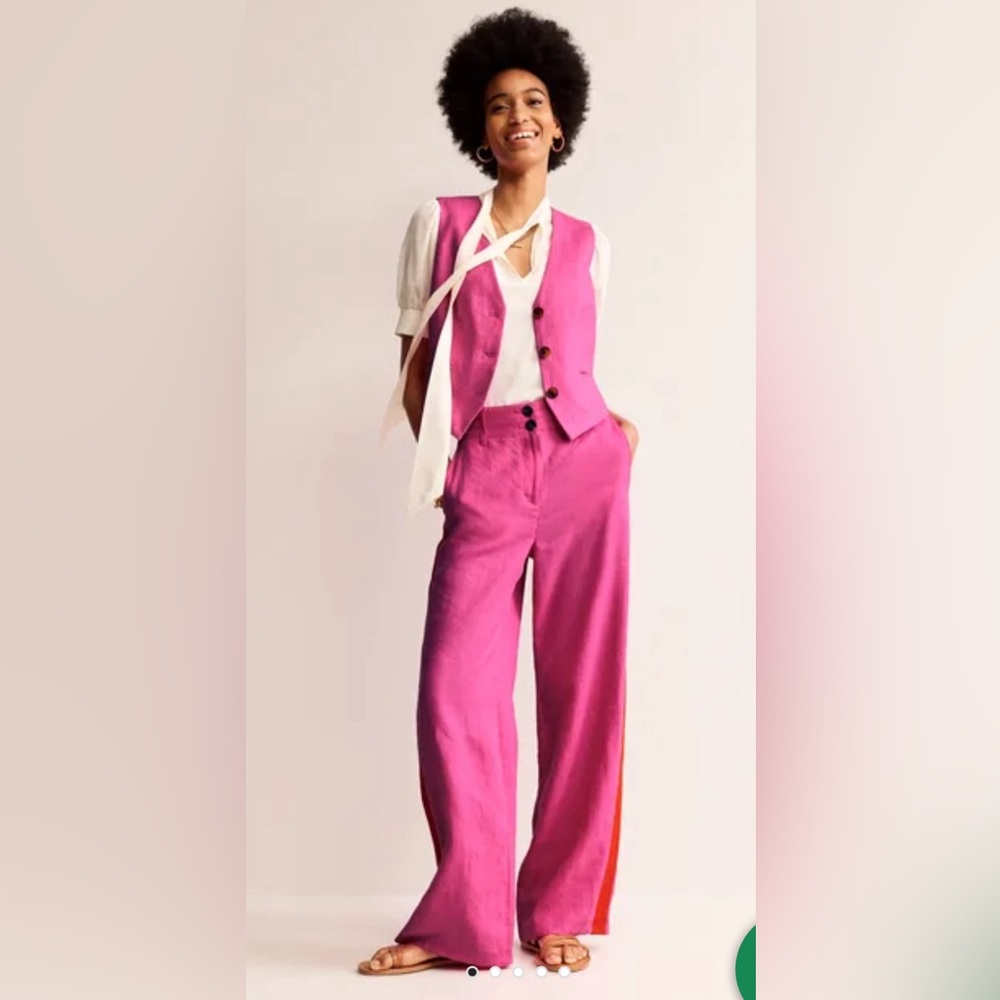 Boden Westbourne Linen Pants
Pop Pansy, Red Side Stripe Size 12R